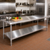 Thumbnail image #2 for 91 Inch Wide 18 Gauge Stainless Steel Undershelf for Commercial Work Tables