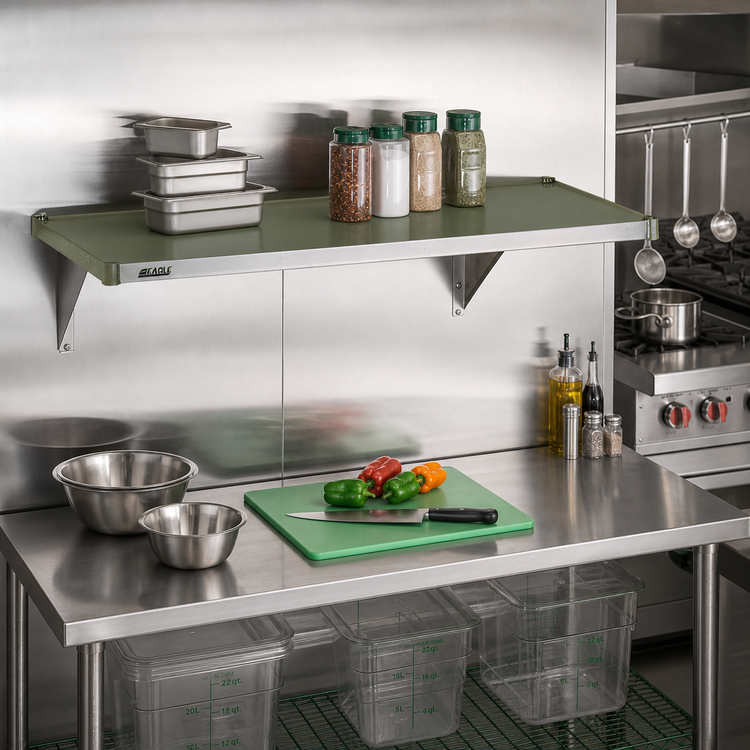 Product image #2 for Eagle Valu-Gard 36 Inch x 18 Inch Solid Commercial Shelf, Galvanized Steel, Green Epoxy Finish