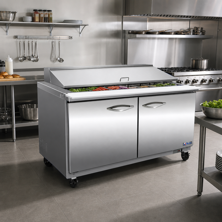 Product image #2 for IKON Refrigeration Mega Top Two-Section Sandwich / Salad Prep Table, 48.2-Inch, 12 Cu. Ft.