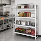 Thumbnail image #2 for Fermod Fermostock 4R47C83 4-Tier Stationary Starter Polymer Shelving Unit, 47"W x 22"D x 83"H, Gray, Anodized Aluminum