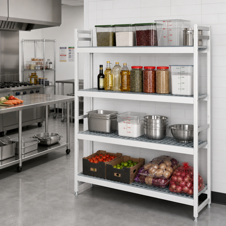 Product image #2 for Fermostock 4-Tier Stationary Starter Polymer Shelving Unit, 47"W x 22"D x 83"H