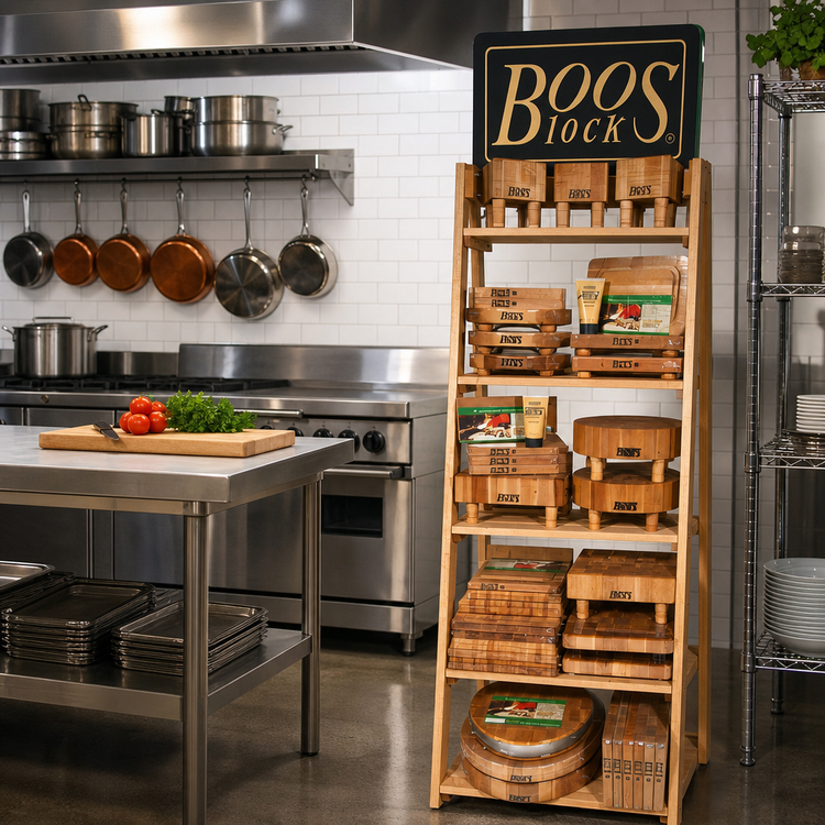 Product image #2 for John Boos Boos Block 5-Shelf Cutting Board Display Rack, 27 x 27 x 72 Inches, Northern Hard Rock Maple