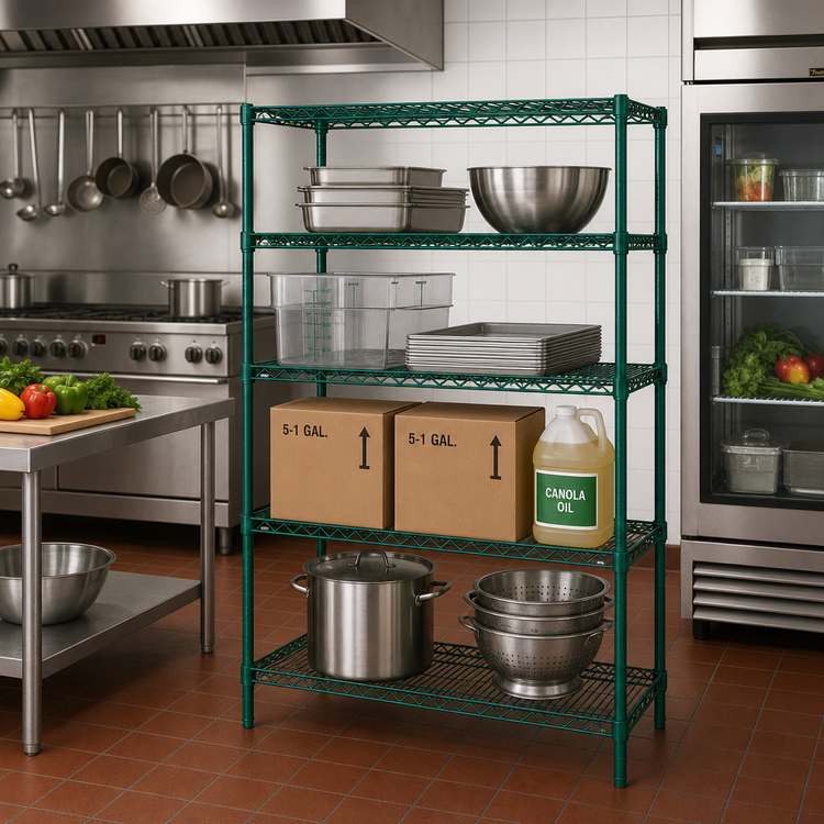 Product image #3 for Metro Super Erecta 30"W x 21"D x 63"H Stationary Wire Shelving Starter Unit, 4 Shelves, Metroseal 3 Green Epoxy