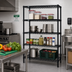 Thumbnail image #2 for Quantum Black Epoxy Antimicrobial Wire Shelving Starter Kit, 72W x 18D x 63H, 4-Shelf Stationary Unit