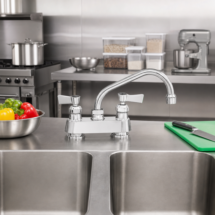 Product image #2 for Fisher Commercial Manual Deck-Mount Faucet with 12-Inch Swing Spout and 4-Inch Centers