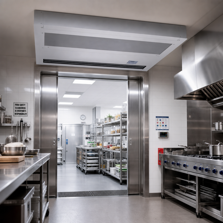 Product image #2 for Berner Architectural Recessed 16 Electric Heated Air Curtain, 96 Inch, 2-Motor, 28 kW, 3-Phase, for 16-Foot Mounting Heights