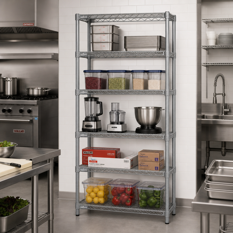 Product image #2 for EagleGard Add-On 5-Tier Wire Shelving Unit, 30"W x 24"D x 86"H — EAGLEgard Hybrid Epoxy with MICROGARD
