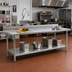 Thumbnail image #2 for Deluxe Series 16-Gauge Stainless Steel Work Table with 4-1/2 Inch Backsplash and Undershelf, 120 x 24 Inches
