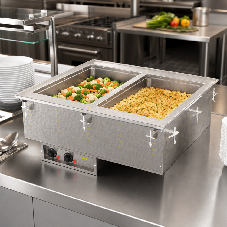 Product image #2 for Vollrath Two-Well Drop-In Electric Hot Food Well, 2 Full-Size Pans, Manifold Drain, 208-240V