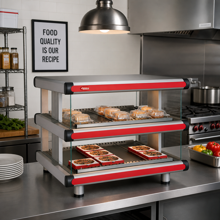 Product image #2 for Hatco Glo-Ray® Designer Horizontal Countertop Hot Food Display Warmer, 48.25-Inch Wide, 2 Shelves