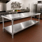 Thumbnail image #2 for John Boos SSK6-36132 132 x 36 Inch 16-Gauge 300 Series Stainless Steel Optional Undershelf for Work Tables