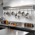 Thumbnail image #2 for Eagle Group Commercial Wall-Mount Pot Rack Wall Shelf with 9 Hooks, 108 Inch W x 12 Inch D