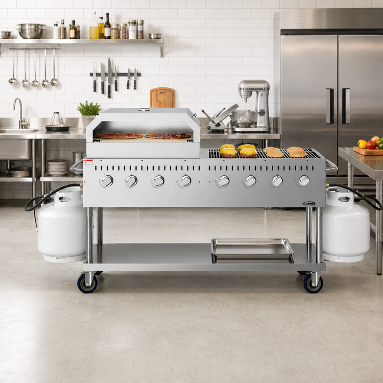 Product image #2 for Koolmore 60-Inch Mobile Outdoor Propane Charbroiler Grill with 30-Inch Pizza Oven, 8 Burners