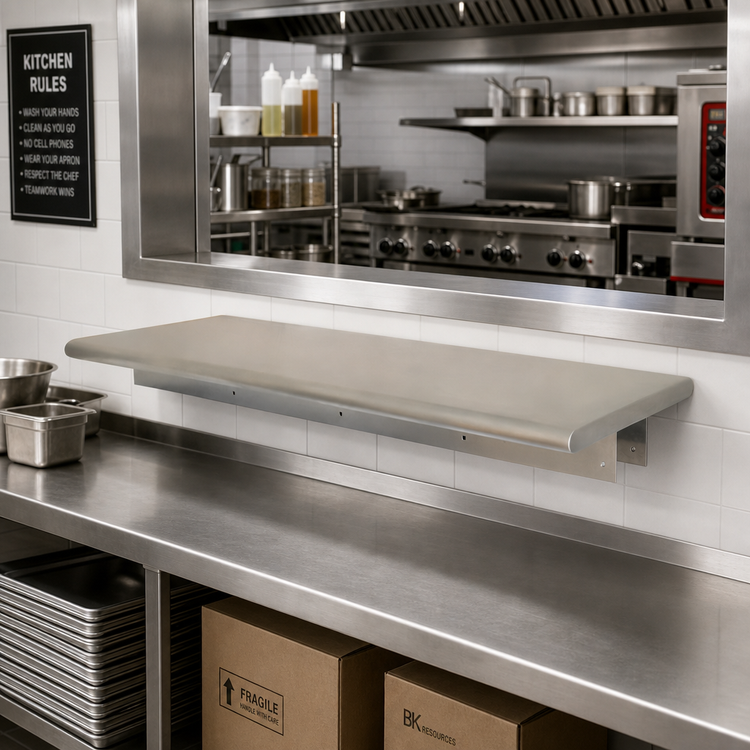 Product image #2 for BK Resources 36-Inch x 18-Inch Single Pass-Through Shelf with 304 Stainless Steel Top