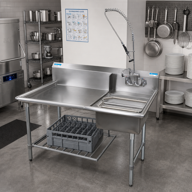 Product image #2 for 72-Inch Right-to-Left Straight Dish Table Kit with Pre-Rinse Assembly
