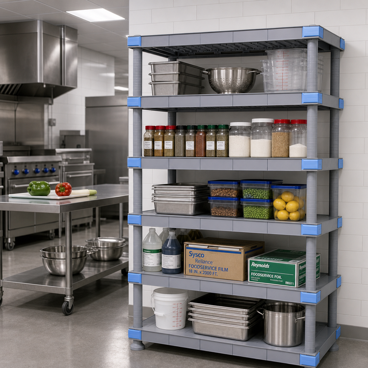 Product image #2 for Quantum Millenia 72"W x 21"D x 74"H Polymer Solid Stationary Starter Shelving Unit with 5 Shelves