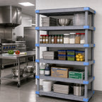 Thumbnail image #2 for Quantum Millenia QP217274SS-5 72"W x 21"D x 74"H Gray Polymer Solid Stationary Starter Shelving Unit with 5 Shelves