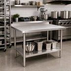 Thumbnail image #2 for Klinger's Trading ABST1860 60 x 18 Inch Stainless Steel Work Table with 2-Inch Backsplash and Undershelf