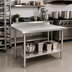 Thumbnail image #2 for 60 x 18 Inch Stainless Steel Work Table with 2-Inch Backsplash and Undershelf