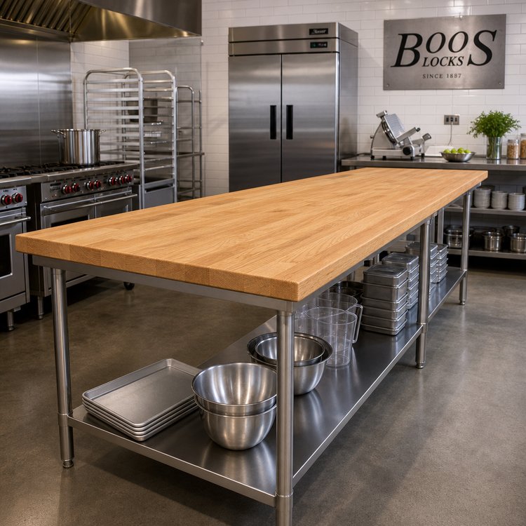 Product image #2 for John Boos Appalachian 108" x 32" Island Countertop — 1-1/2" Thick Red Oak, Blended Edge-Grain, Varnique Finish