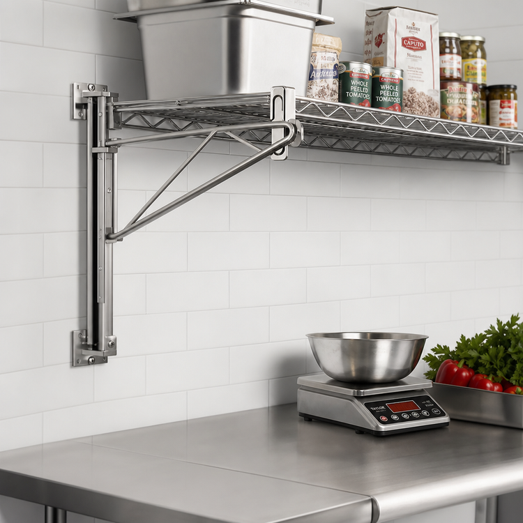 Product image #2 for Eagle Adjustable Post Wire Wall Mount Prepackaged End Unit for 24-Inch Deep Shelves, Stainless Steel