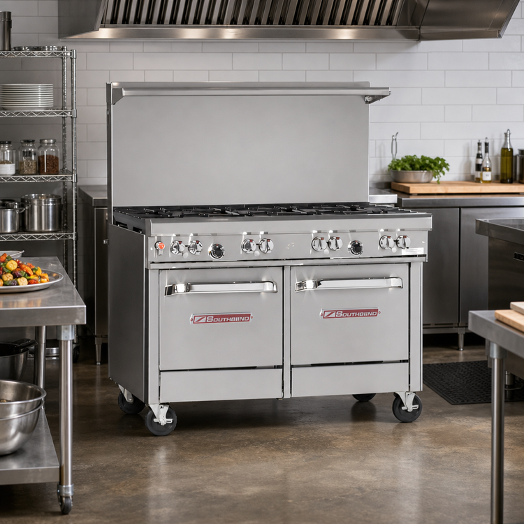 Product image #2 for Southbend Ultimate 48-Inch Gas Restaurant Range with 7 Open Burners and 2 Space Saver Ovens