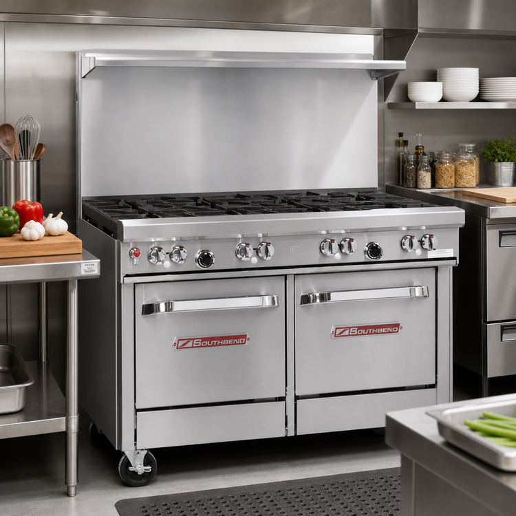 Product image #2 for Southbend Ultimate 48-Inch Gas Restaurant Range with 7 Open Burners and 2 Space Saver Ovens