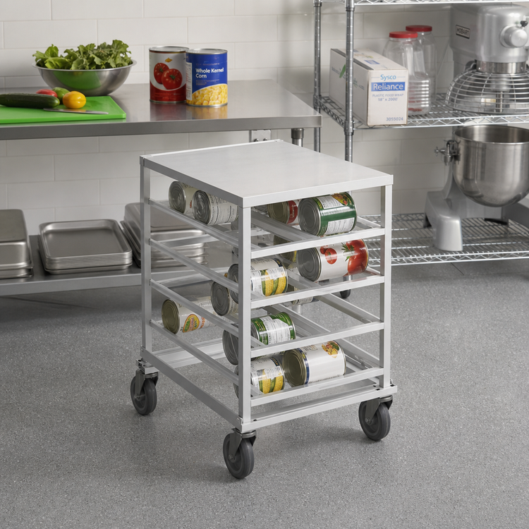 Product image #2 for Advance Tabco Mobile Aluminum Can Rack with Aluminum Top for #5 and #10 Cans