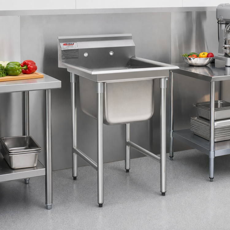 Product image #2 for Eagle Group 314 Series 1-Compartment 304 Stainless Steel Sink with Right Drainboard, 52-3/4 Inch Wide