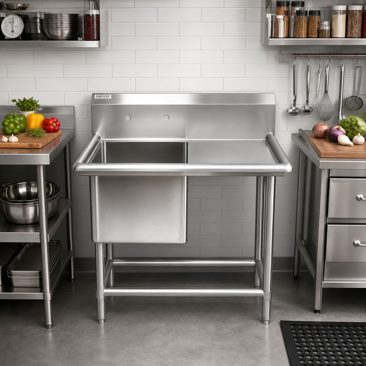 Product image #2 for John Boos Pro-Bowl 1-Compartment Stainless Steel Sink with 18-Inch Right Drainboard