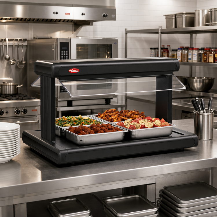 Product image #2 for Hatco Glo-Ray® 30-Inch Countertop Pass-Through Buffet Warmer with Heated Base and Double Acrylic Sneeze Guards