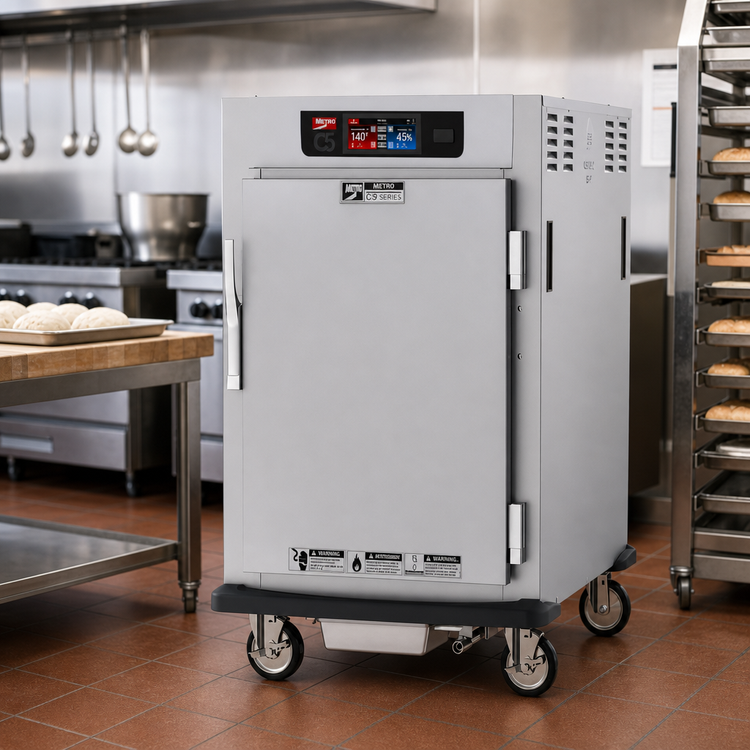 Product image #2 for Metro C5 9 Series Half-Height Pass-Thru Controlled Humidity Heated Holding and Proofing Cabinet with Solid Doors and Lip Load Slides, 120V