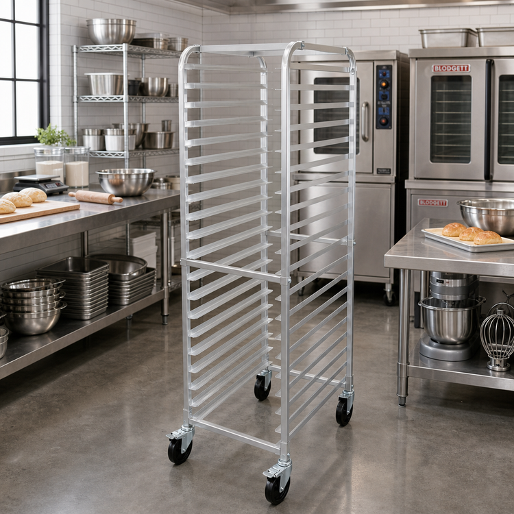 Product image #2 for Winco Full-Height Mobile Aluminum Sheet Pan Rack, 20 Full-Size / 40 Half-Size Pan Capacity