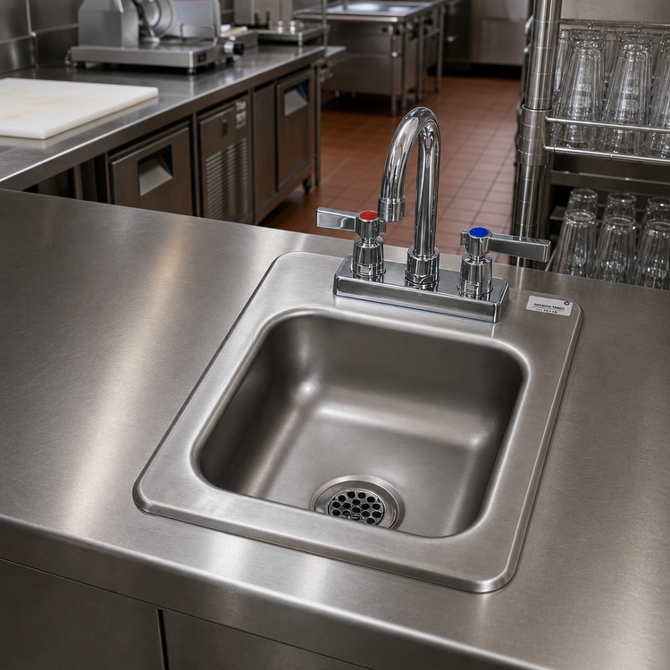 Product image #2 for Advance Tabco Special Value Series Drop-In Bar Hand Sink with Faucet and Basket Drain, 20-Gauge 304 Stainless Steel