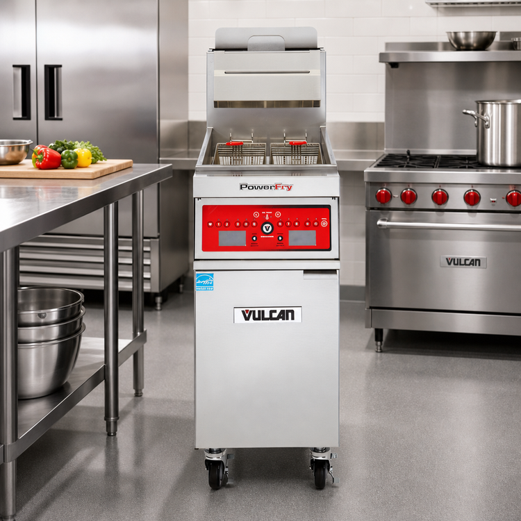 Product image #3 for Vulcan PowerFry5 High-Efficiency Free-Standing Gas Fryer, 15-1/2 Inch Wide, Digital Controls, 45-50 lb Capacity