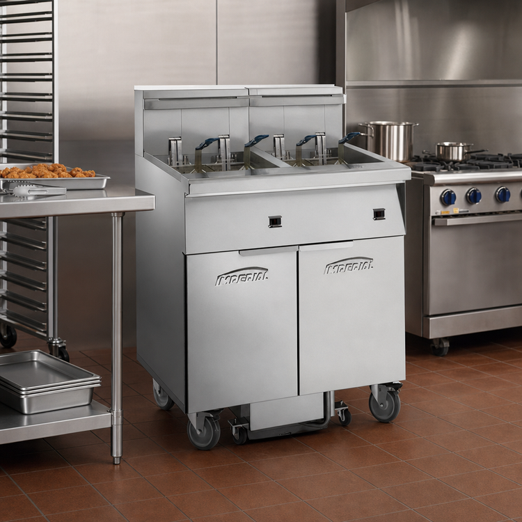 Product image #2 for Imperial Electric 2-Battery 75 lb. Floor Fryer with Built-In Space Saver Filter System