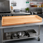 Thumbnail image #2 for John Boos SB005-O Northern Hard Rock Maple Bakers' Table Top, Edge Grain, 1-3/4" Thick, 4" Coved Backsplash, 96"W x 24"D