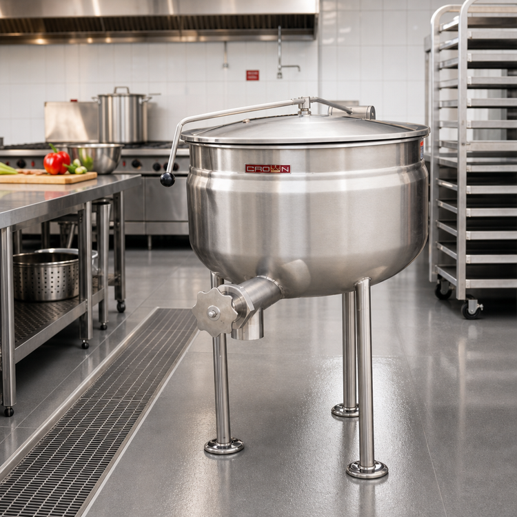 Product image #2 for Crown DL-60F 60 Gallon Direct Steam Full Jacket Stationary Kettle