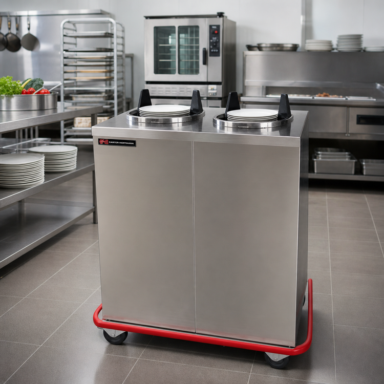 Product image #2 for Carter-Hoffmann Mobile Enclosed Heated Plate Dispenser Cart for 9-Inch Round Plates, 2-Silo