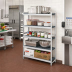 Thumbnail image #2 for Fermod Fermostock 4R26B66 4-Tier Stationary Perforated Aluminum Starter Shelving Unit with Removable Polymer Inserts, 26"W x 18"D x 66"H