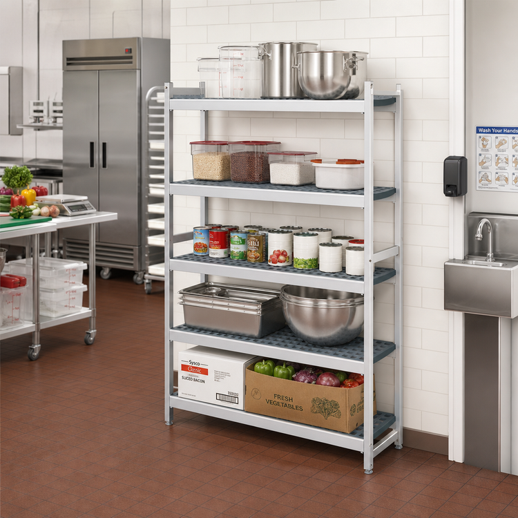 Product image #2 for Fermostock 4-Tier Stationary Starter Shelving Unit with Removable Polymer Inserts, 26"W x 18"D x 66"H