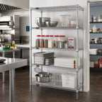 Thumbnail image #2 for Quantum WR54-1436C Chrome-Plated Wire Shelving Starter Unit, 36 x 14 x 54 Inches, 4 Shelves, 4 Posts, 600-800 lb. Capacity