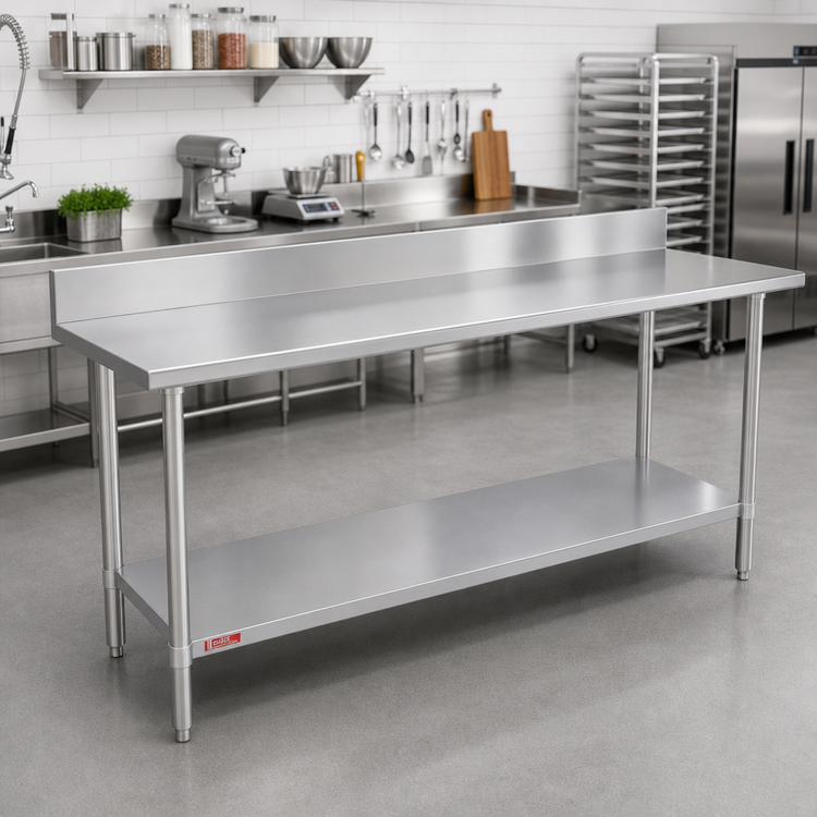 Product image #2 for Duke 144-Inch x 36-Inch Stainless Steel Work Table with 5-Inch Riser and Undershelf