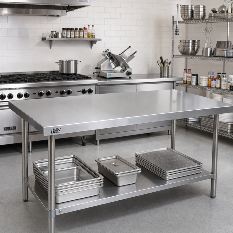 Product image #2 for John Boos 60 Inch x 36 Inch Stainless Steel Countertop with #4 Polish