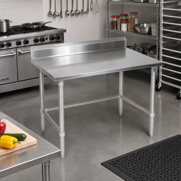 Product image #2 for John Boos Stallion Stainless Steel Work Table with 5-Inch Backsplash, 30 x 36 Inches