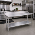 Thumbnail image #2 for Duke Manufacturing 316-2472-5R 72 x 24-Inch Stainless Steel Work Table, 16-Gauge, 5-Inch Riser, Galvanized Undershelf