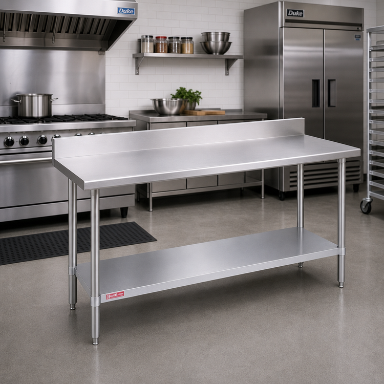 Product image #2 for Duke Deluxe 72 x 24-Inch 16-Gauge Stainless Steel Work Table with 5-Inch Riser and Galvanized Undershelf