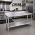 Thumbnail image #2 for Duke Deluxe 72 x 24-Inch 16-Gauge Stainless Steel Work Table with 5-Inch Riser and Galvanized Undershelf
