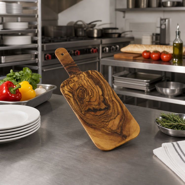 Product image #2 for Naturals Olive Wood Pattern Melamine Serving Peel with Handle, 12 x 6 Inch