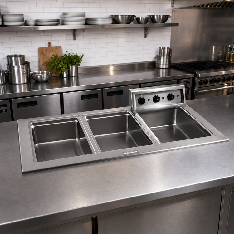Product image #2 for Delfield N8745-D Drop-In 3-Pan Wet/Dry Electric Hot Food Well